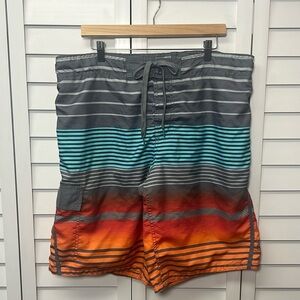 Ocean Pacific Summer Signature Stripe Quick Dry Swim Trunks 11.5” Inseam Size L